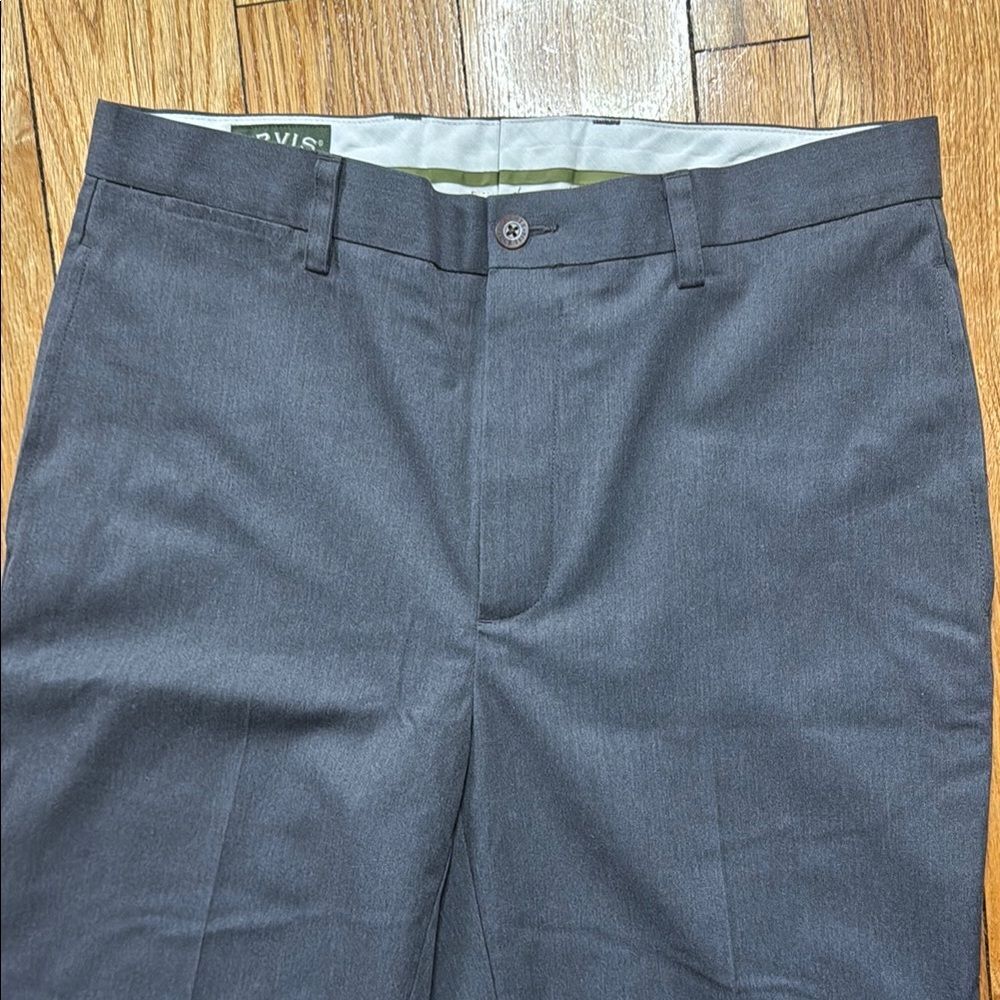 Orvis Men's Pants Cotton Gray Flat Front Pants 34x32 100% Cotton
